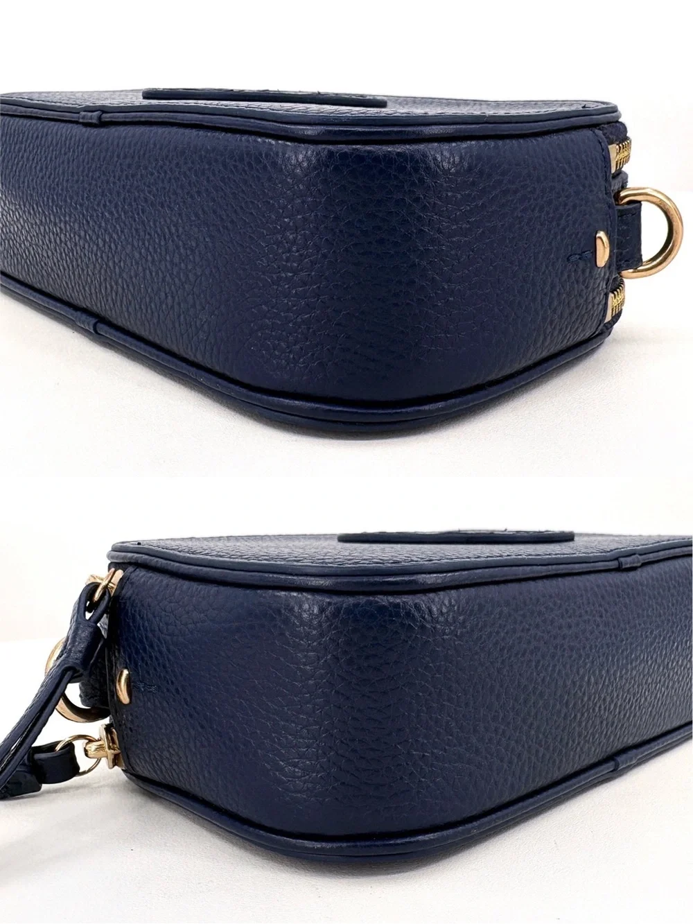 TORY BURCH Mini Miller Crossbody Bag Navy Blue Pebbled Leather